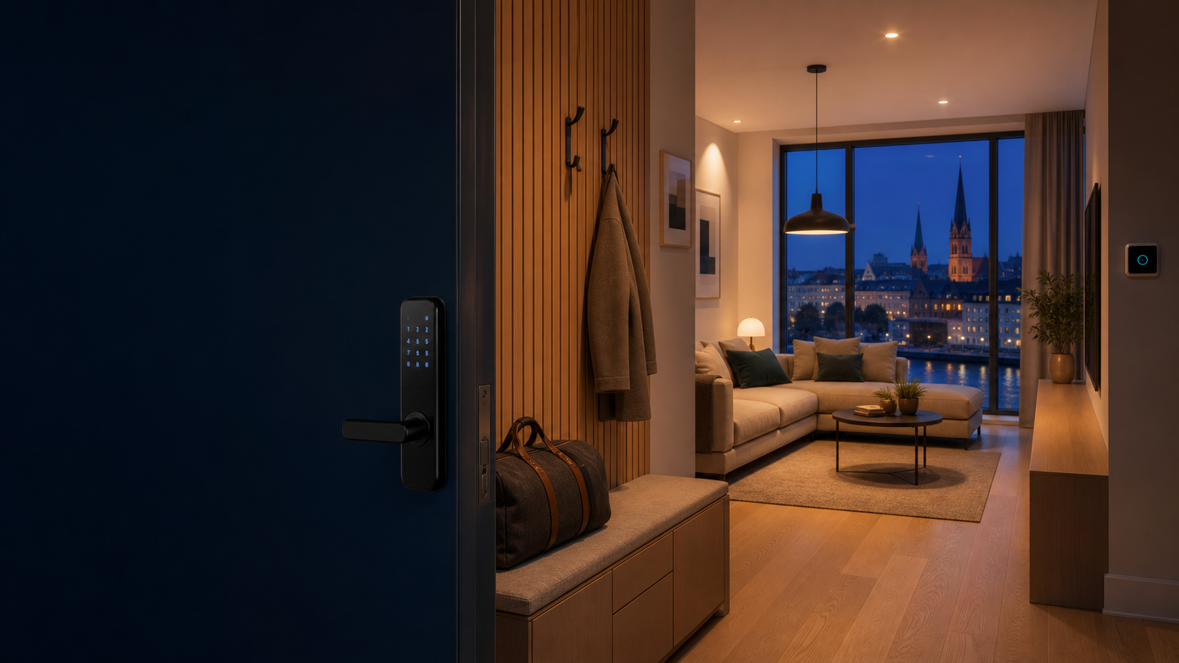 Premium Scandinavian short-term rental with a smart lock ready for a guest arrival